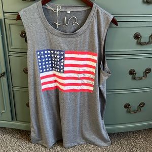 Grey American Flag Tank Top